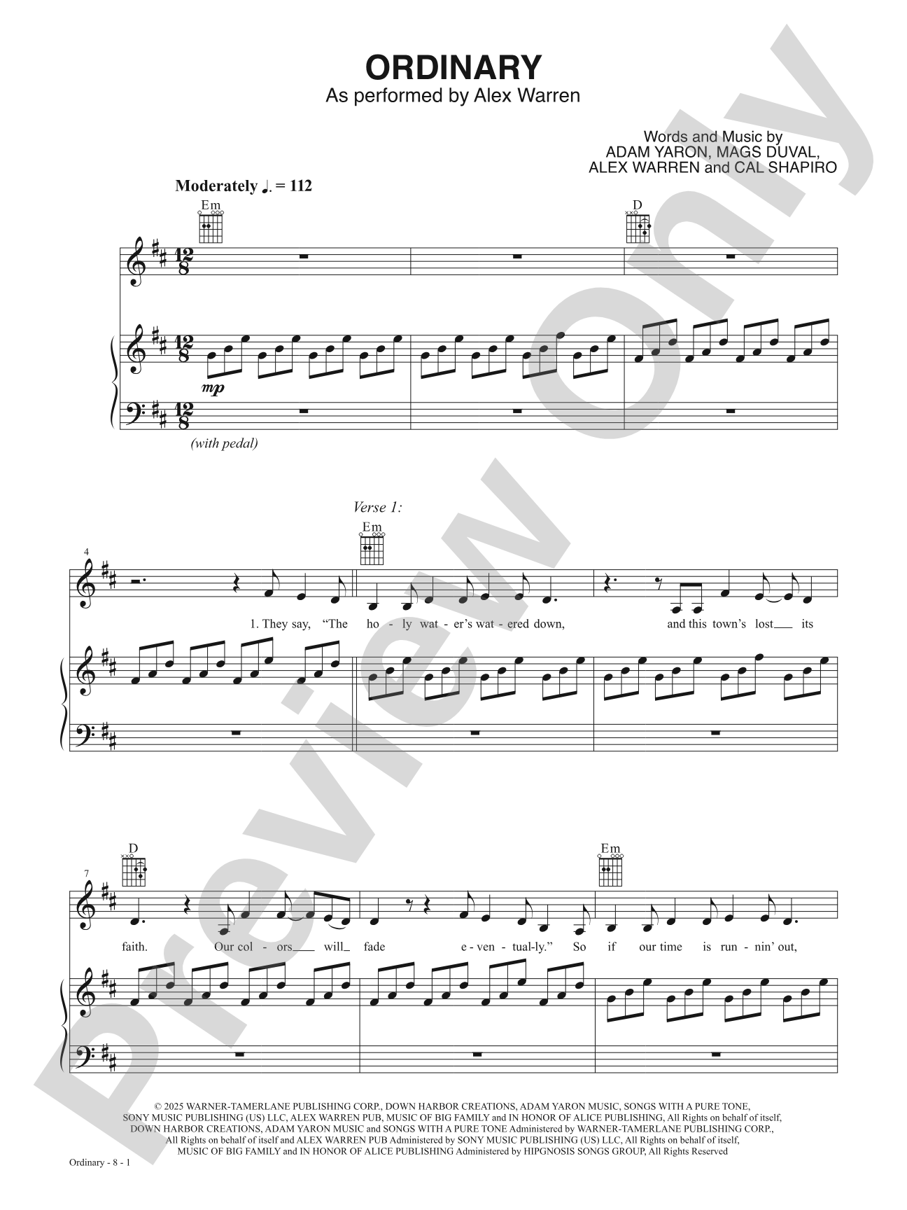 Ordinary (Alex Warren) - PVG (Digital Download)