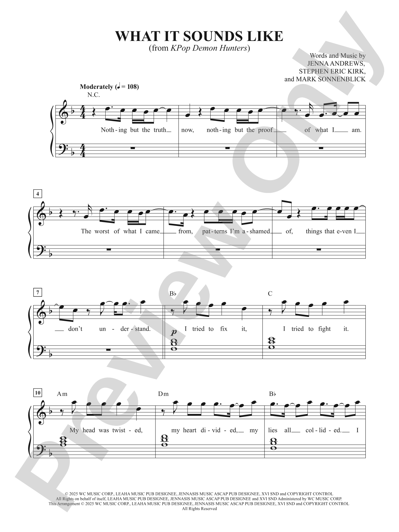 What it Sounds Like from "KPop Demon Hunters" - Easy Piano (Digital Download)