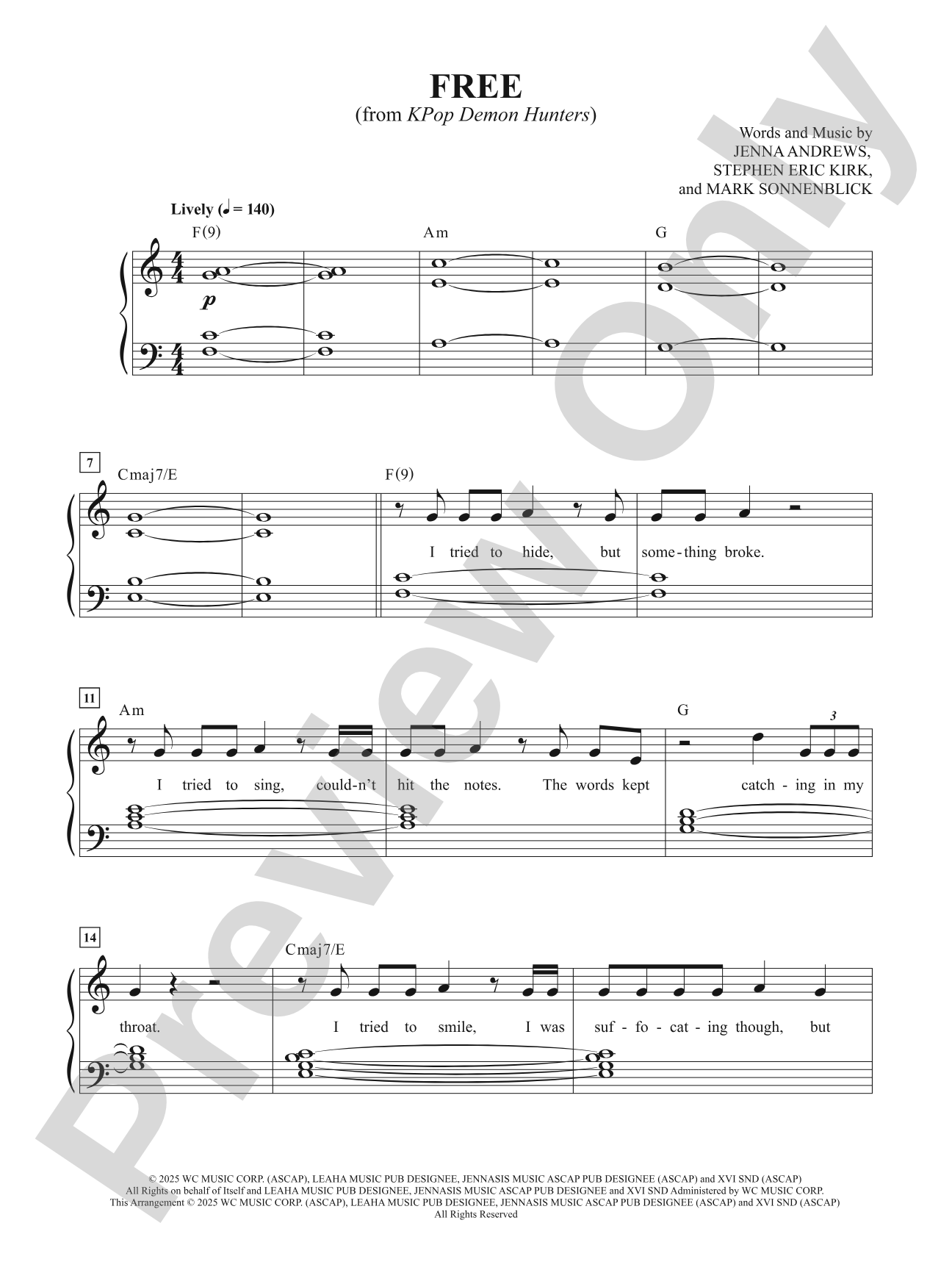 Free from "KPop Demon Hunters" - Easy Piano (Digital Download)