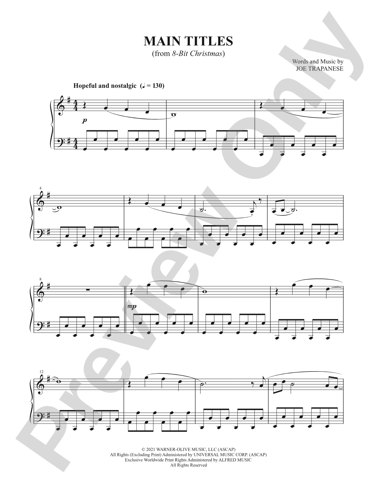 Main Titles (from 8-Bit Christmas) - Piano (Digital Download)