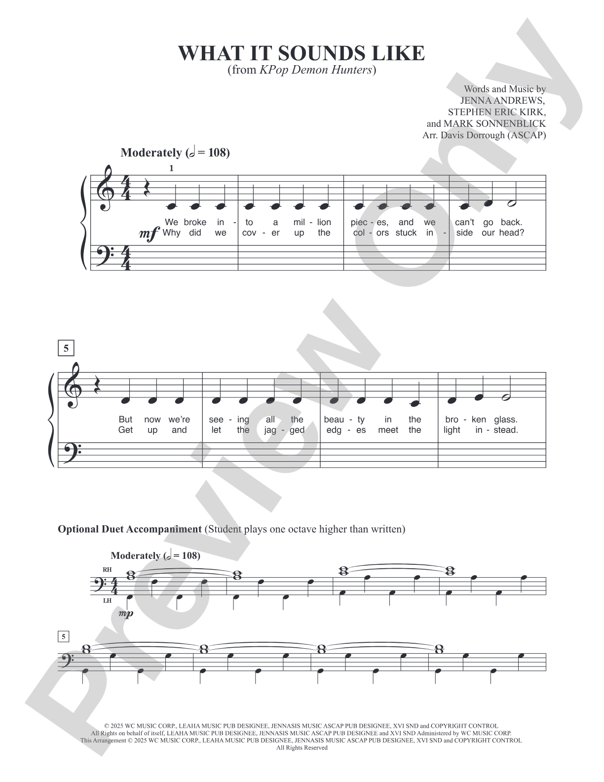 What it Sounds Like (from "KPop Demon Hunters") - Piano/Vocal - Digital Download