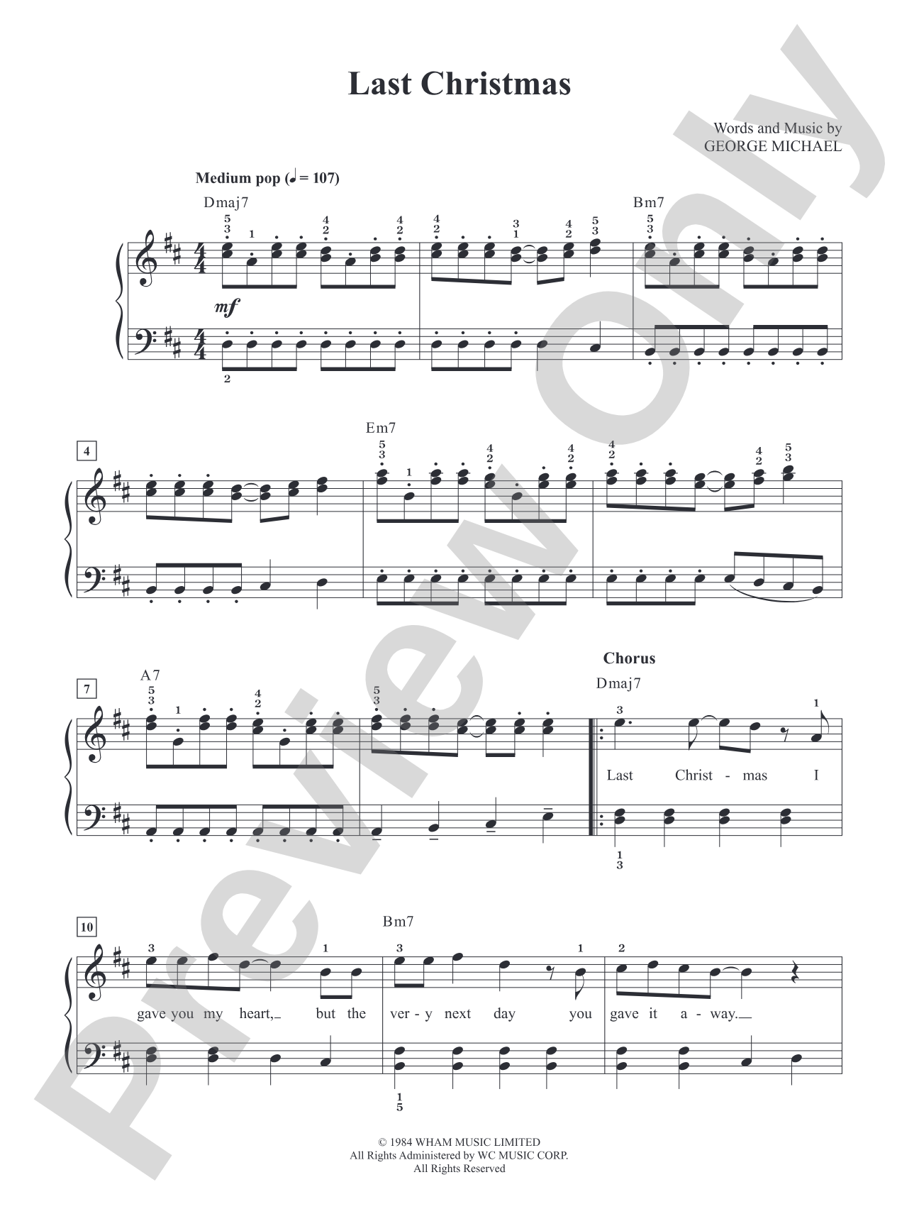 Last Christmas (Wham!) - Alfreds Basic Lvl 3 - Piano/Vocal - Digital Download