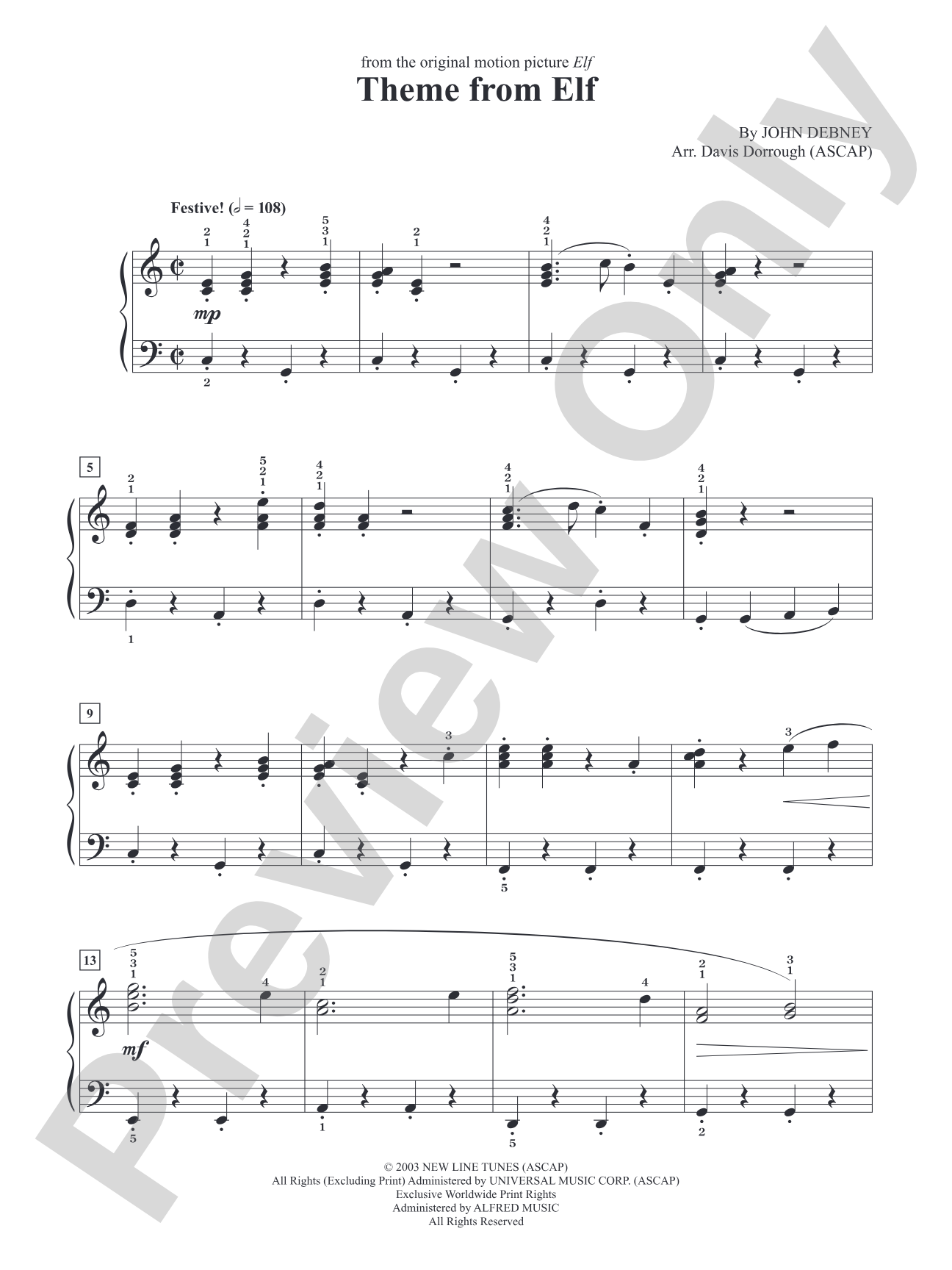 Elf (Main Title) - Piano (Digital Download)