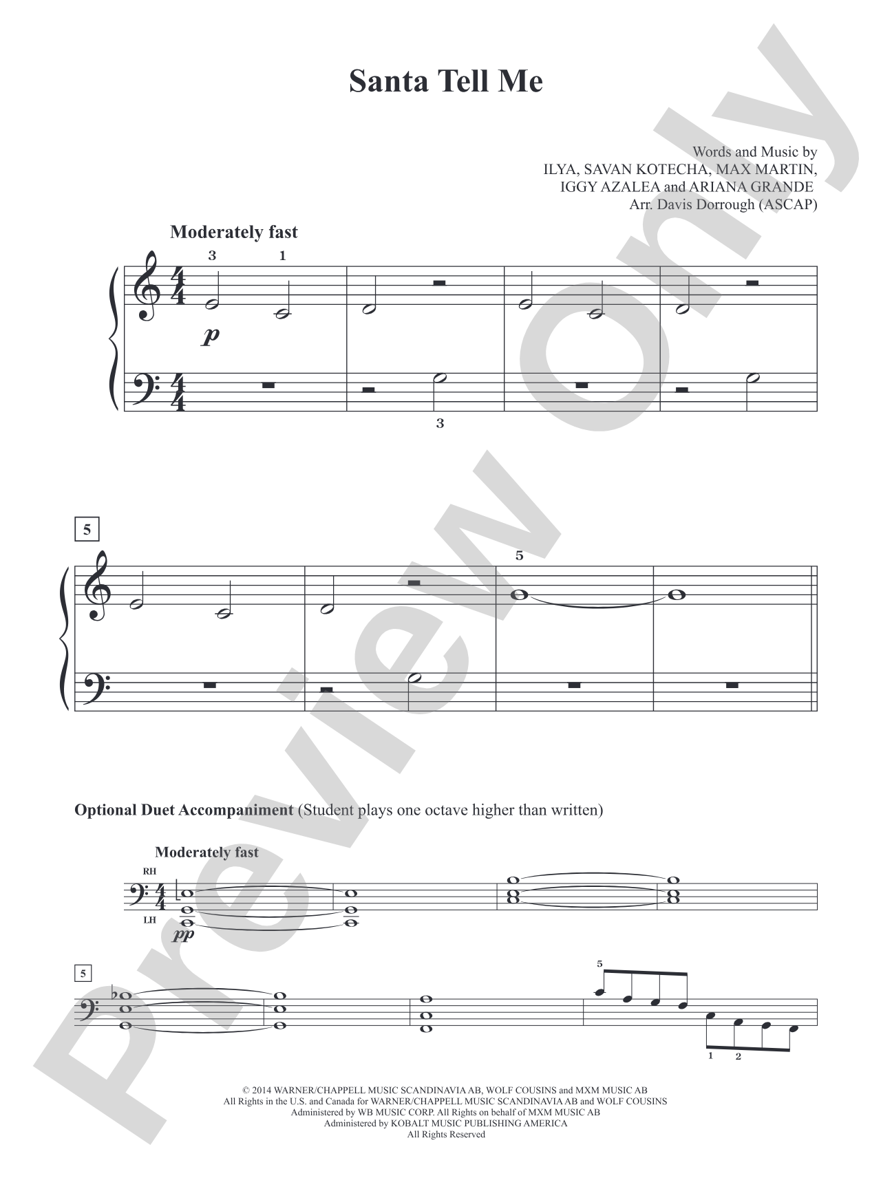 Santa Tell Me (Ariana Grande) - Alfreds Basic Lvl 1A - Piano/Vocal - Digital Download