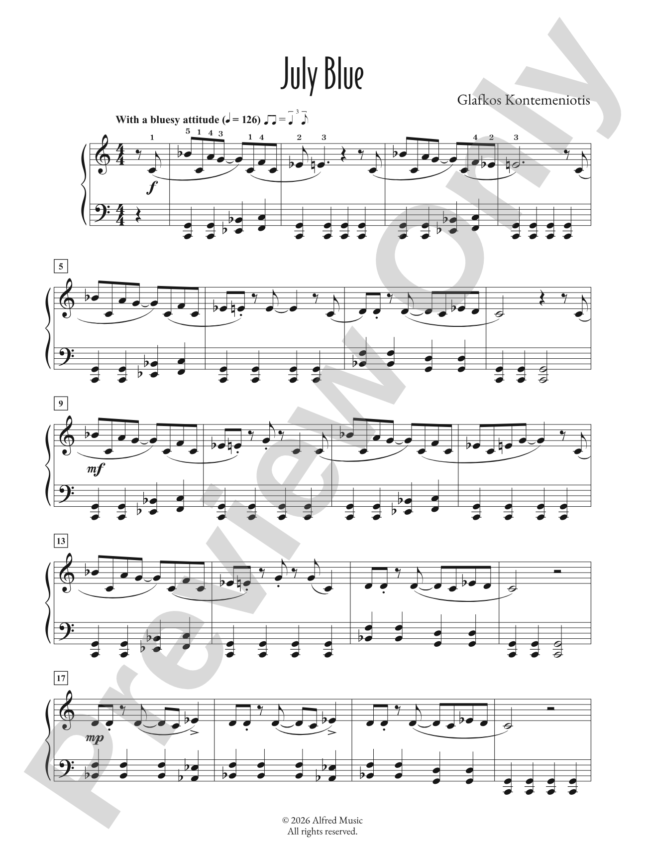 July Blue - Piano (Digital Download)