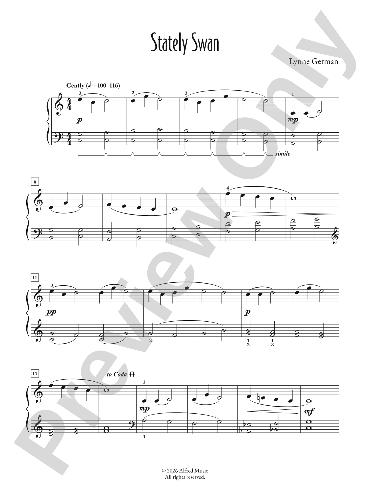 Stately Swan - Piano (Digital Download)
