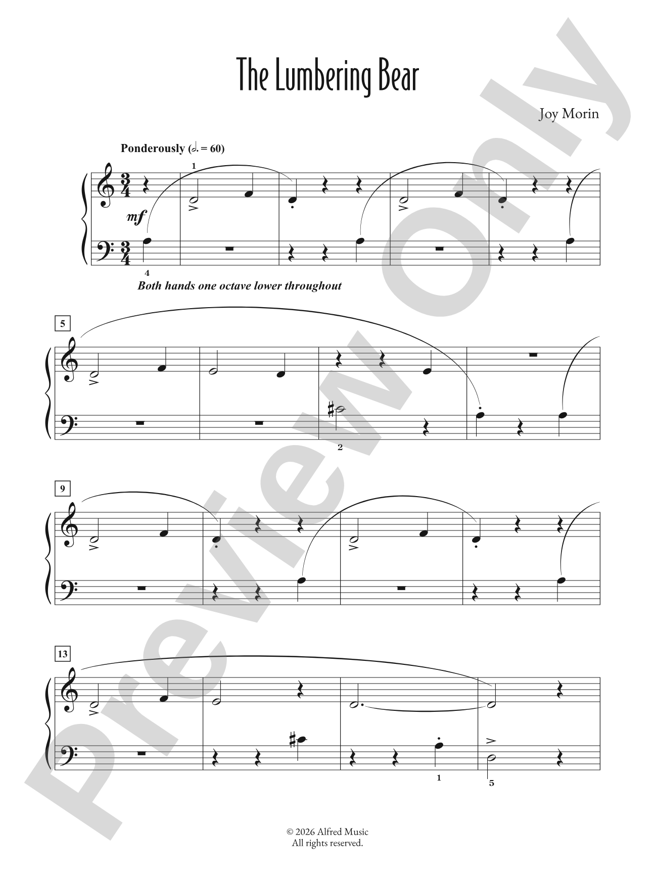 The Lumbering Bear - Piano (Digital Download)