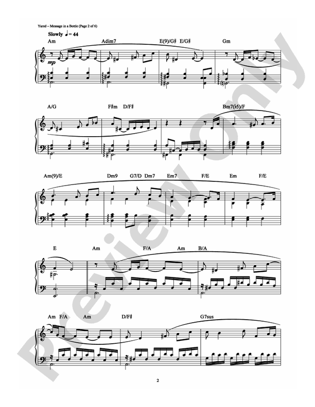 Message in a Bottle (Love Theme) - Piano (Digital Download)