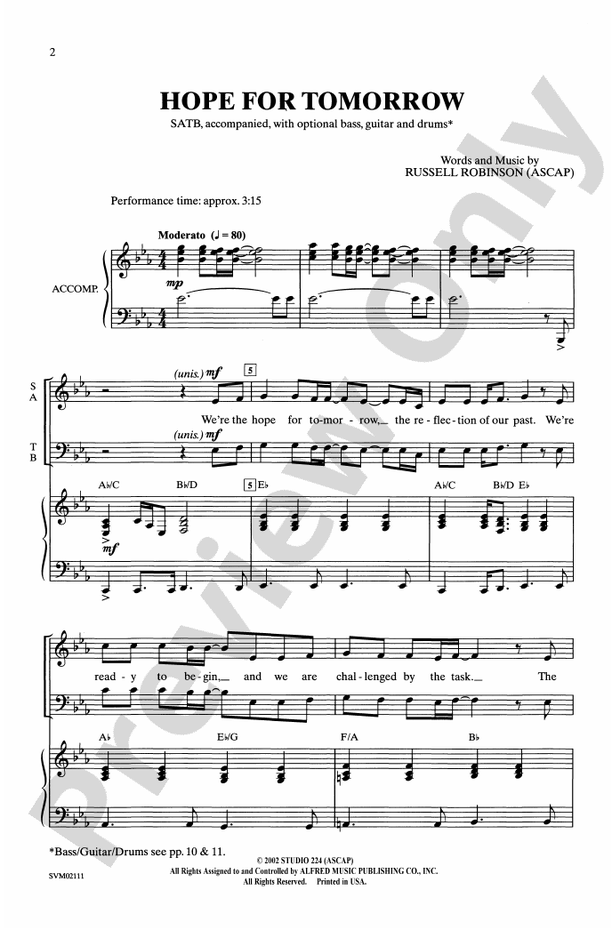 Hope for Tomorrow – SATB Choral Octavo (Digital Download)