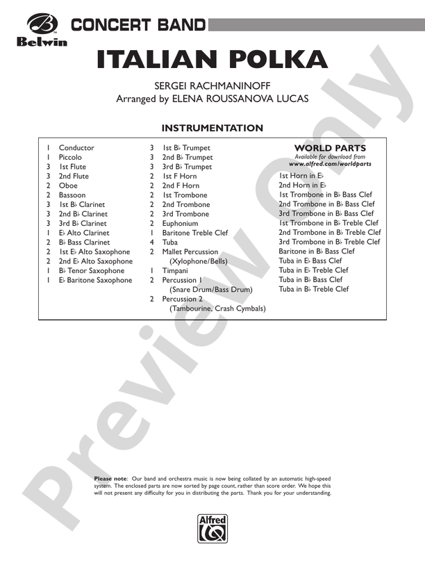 Italian Polka - Concert Band Conductor Score & Parts (Digital Download)