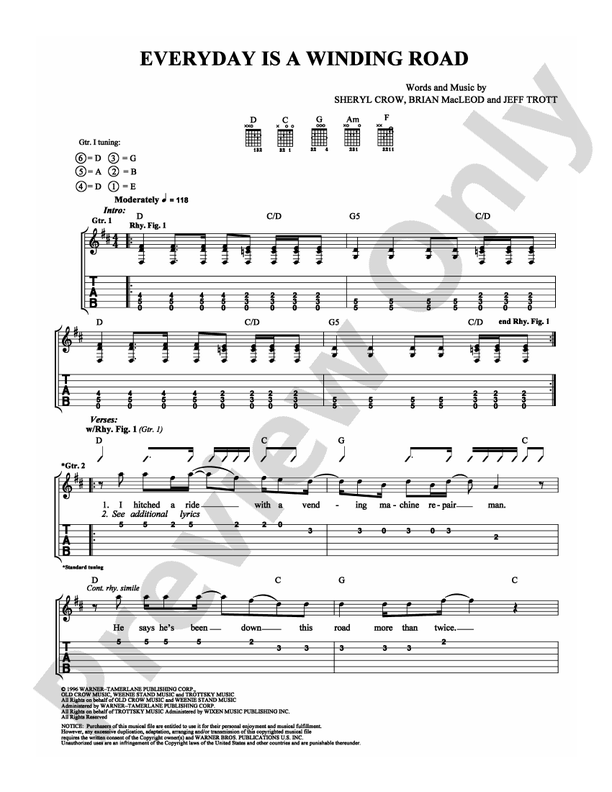 Everyday Is A Winding Road - Easy Guitar (Digital Download)
