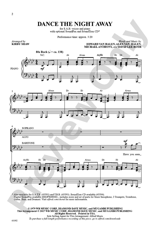 Dance the Night Away – SAB Choral Octavo (Digital Download)