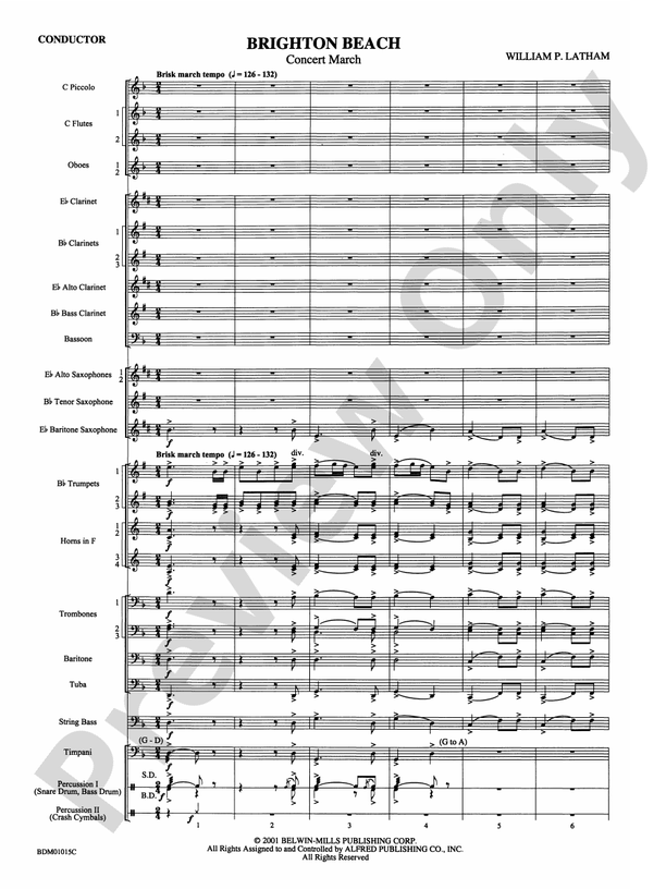 Brighton Beach (Concert March) - Concert Band Conductor Score & Parts (Digital Download)