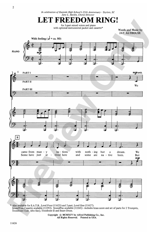 Let Freedom Ring! – 3-Part Mixed Choral Octavo (Digital Download)
