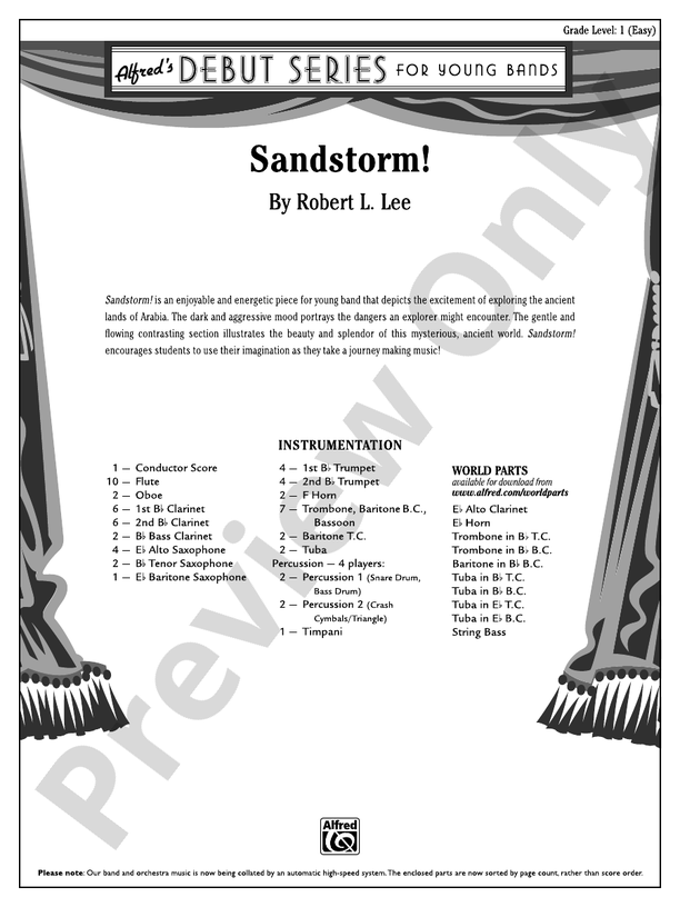 Sandstorm! - Concert Band Conductor Score & Parts (Digital Download)