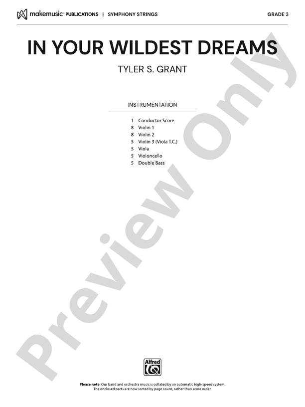 In Your Wildest Dreams - String Orchestra Conductor Score & Parts (Digital Download)