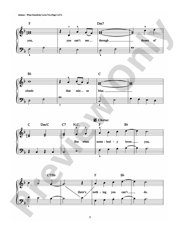 When Somebody Loves You - Arr. Richard Bradley - Easy Piano (Digital Download)