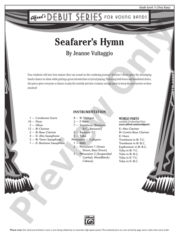 Seafarer's Hymn - Concert Band Conductor Score & Parts (Digital Download)