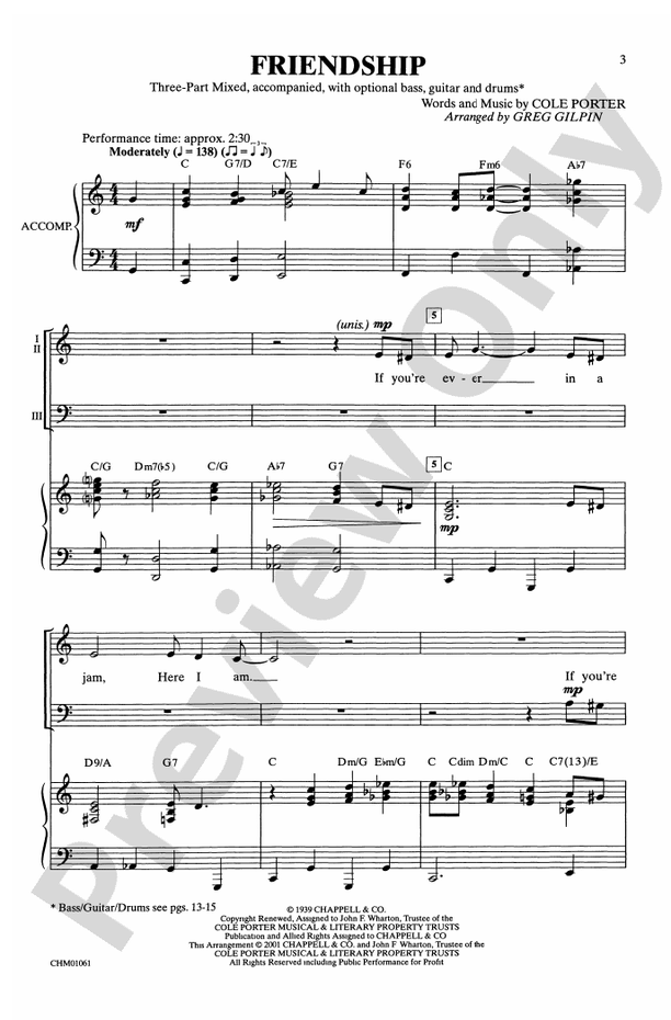 Friendship – 3-Part Mixed Choral Octavo (Digital Download)