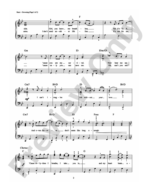 Drowning - Arr. Dan Coates - Easy Piano (Digital Download)