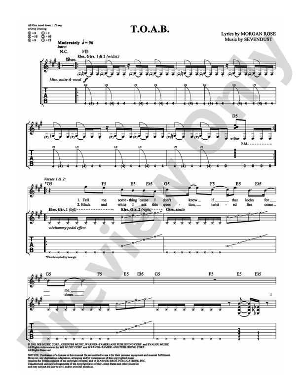 T.O.A.B. - Guitar TAB (Digital Download)
