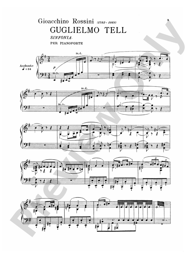 Rossini - Album of Six Overtures - Piano Solo (Digital Download)