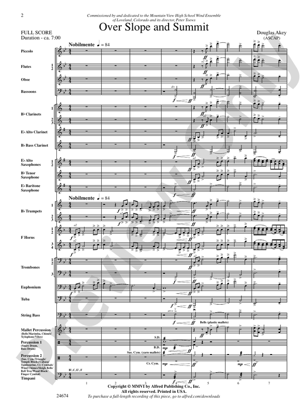 Over Slope and Summit - Concert Band Conductor Score & Parts (Digital Download)