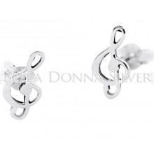 Earrings - sterling silver - stud. Treble clef with a very curved tail.Bella Donna.