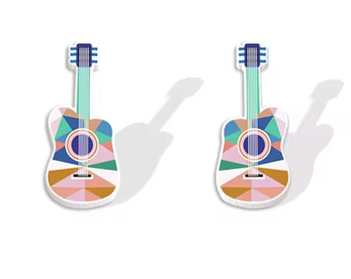 Colourful Guitar Acrylic Stud Earrings