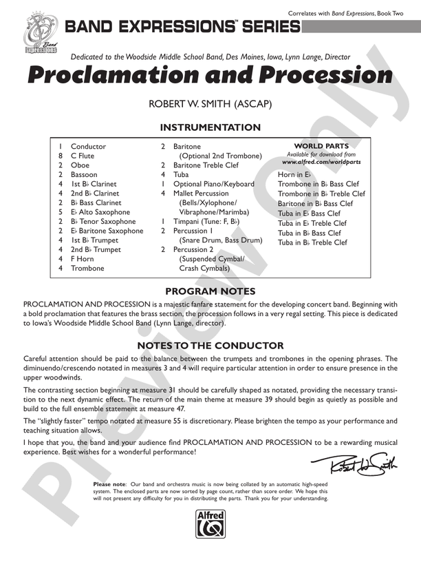 Proclamation and Procession - Concert Band Conductor Score & Parts (Digital Download)