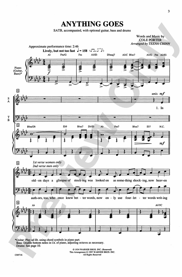 Anything Goes – SATB Choral Octavo (Digital Download)