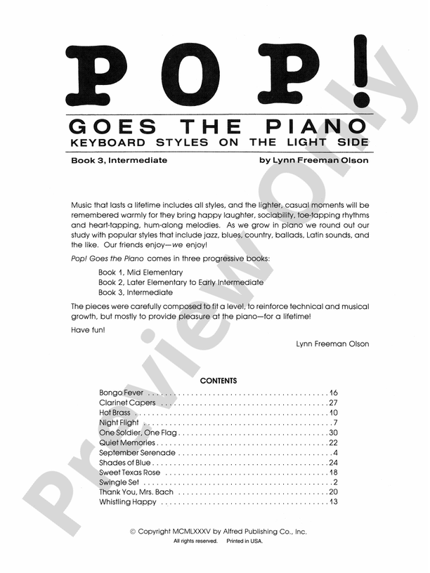 Pop! Goes the Piano, Book 3: Keyboard Styles on the Light Side - Piano (Digital Download)