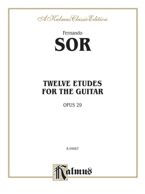 Sor: Twelve Etudes, Op. 29 - Guitar (Digital Download)