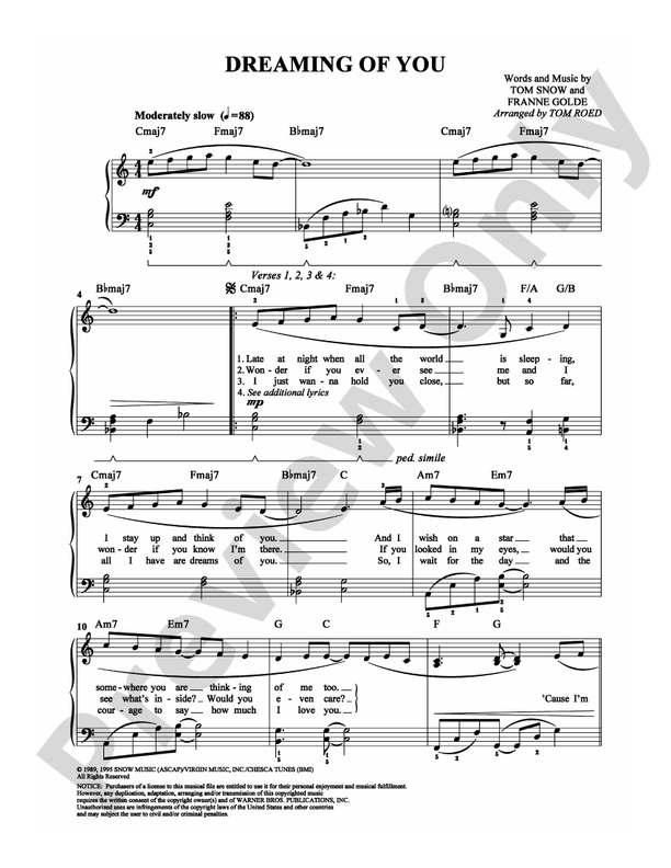 Dreaming of You - Arr. Tom Roed - Easy Piano (Digital Download)