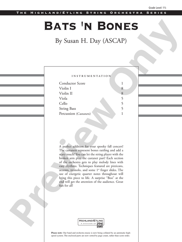 Bats 'n Bones – String Orchestra Conductor Score & Parts (Digital Download)