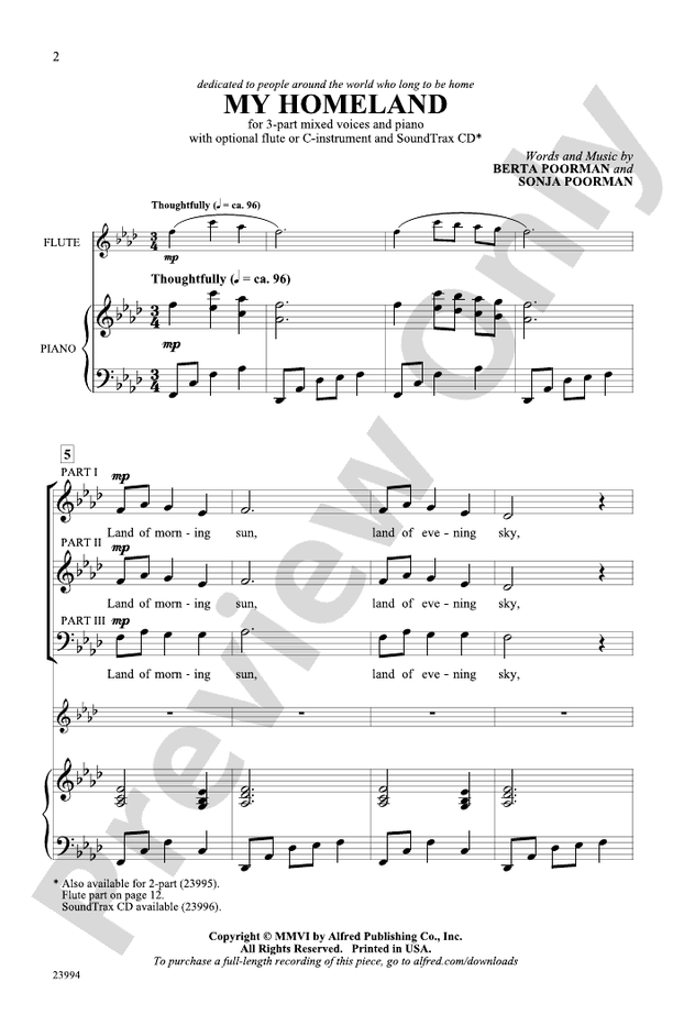 My Homeland – 3-Part Mixed Choral Octavo (Digital Download)