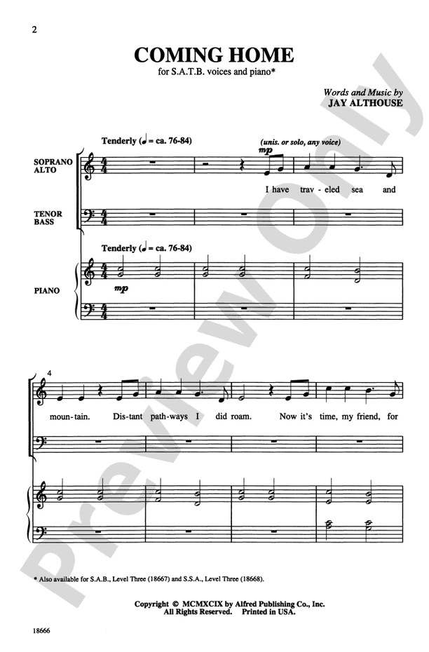 Coming Home – SATB Choral Octavo (Digital Download)