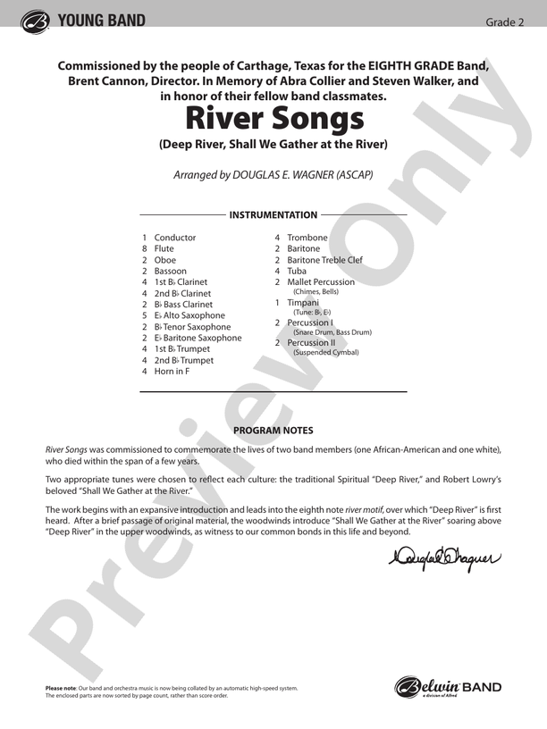 River Songs - Concert Band Conductor Score & Parts (Digital Download)