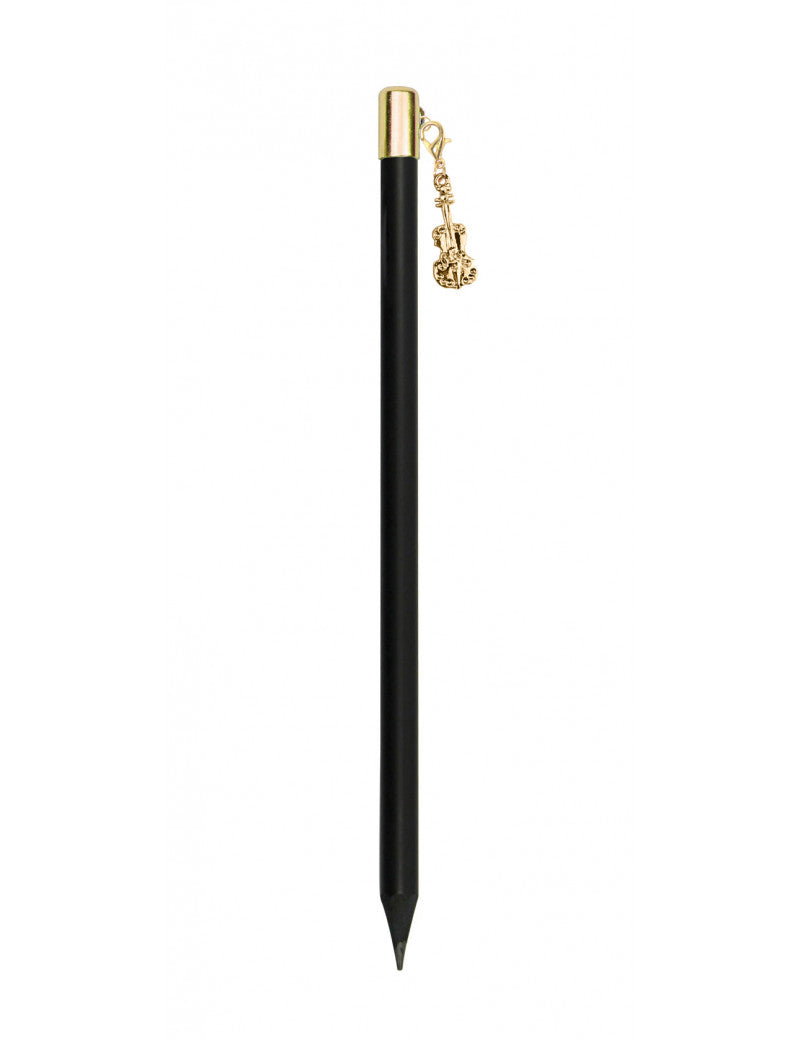 Music Pencil Black with Gold Violin Charm