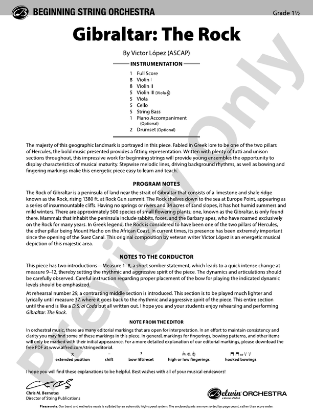 Gibralter: The Rock - String Orchestra Conductor Score & Parts (Digital Download)