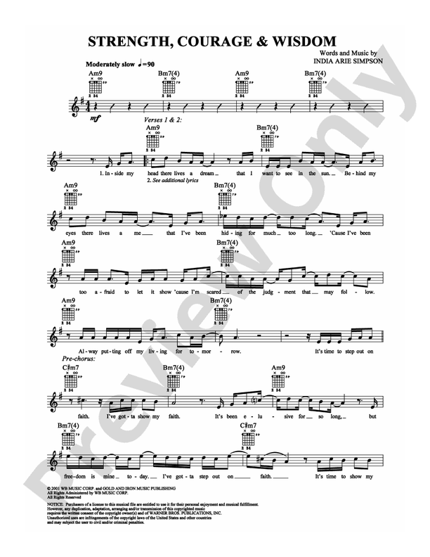 Strength, Courage & Wisdom - Easy Guitar (Digital Download)