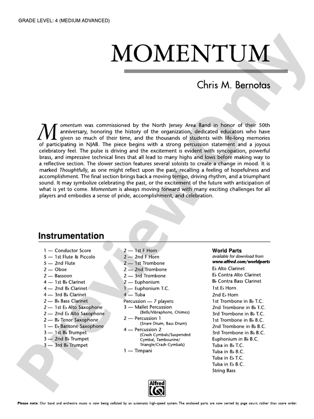 Momentum - Concert Band Conductor Score & Parts (Digital Download)