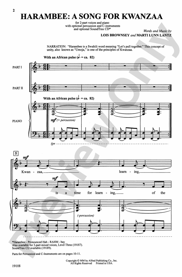 Harambee: A Song for Kwanzaa - 2-Part Choral Octavo (Digital Download)