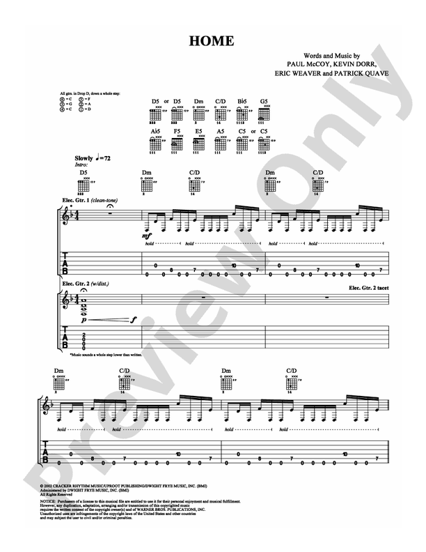 Home - 12 Stones - Guitar TAB (Digital Download)