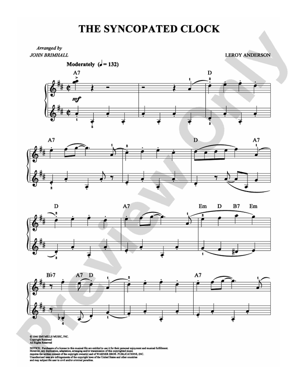 The Syncopated Clock - Arr. John Brimhall - Easy Piano (Digital Download)