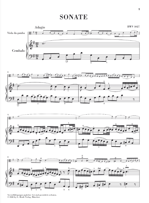 Bach - 3 Sonatas Originally for Viola da Gamba - Viola/Piano Accompaniment Henle HN684