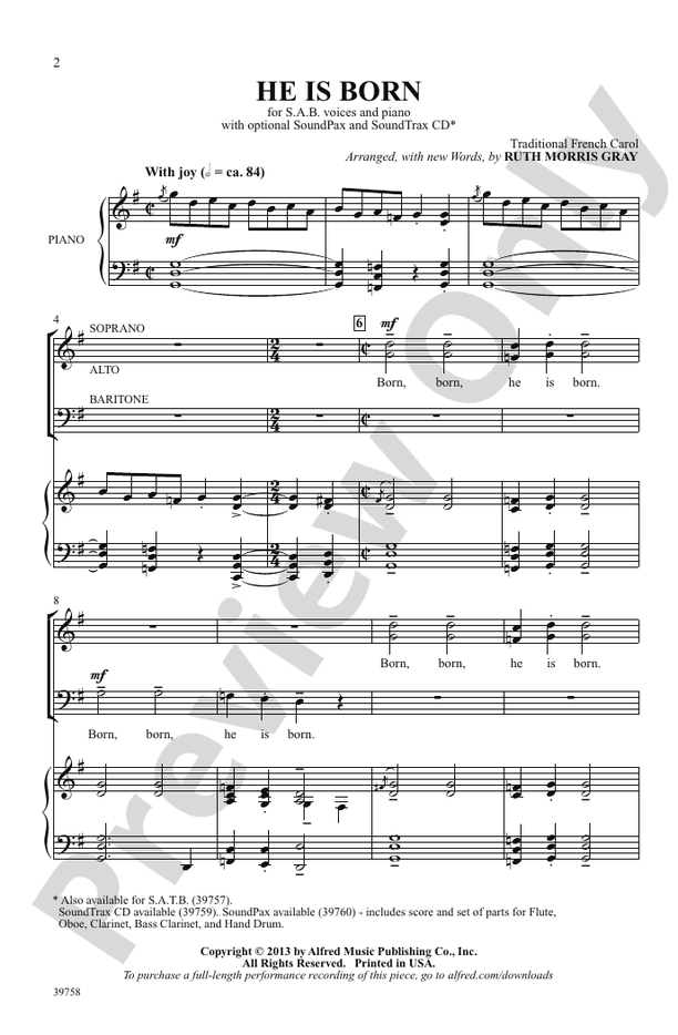 He Is Born – SAB Choral Octavo (Digital Download)