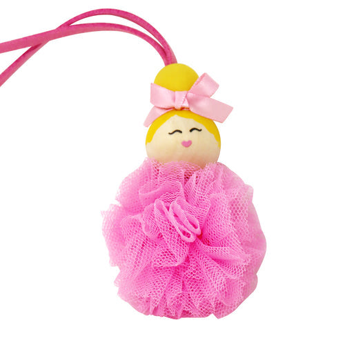 Hand Painted Wooden Bead Ballerina Pink Tulle Necklace