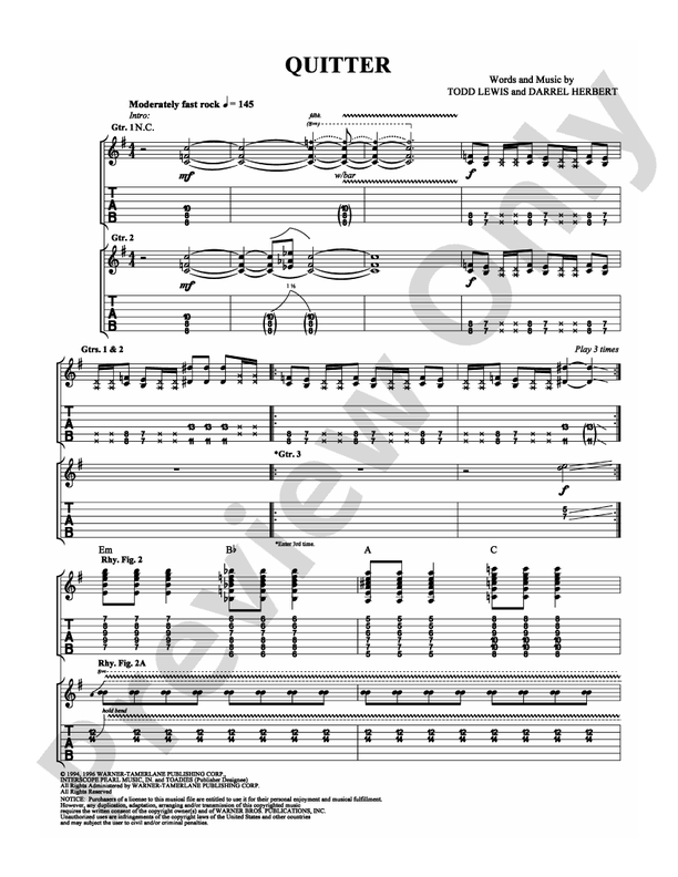 Quitter - Guitar TAB (Digital Download)