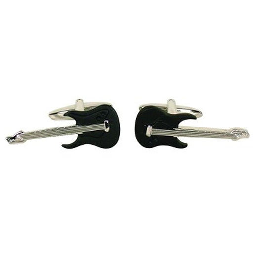 Gdesign Electric Guitar Cufflinks Black Body with Silver Neck